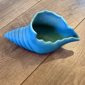 Vintage Van Briggle Pottery Blue Conch Shell Vase